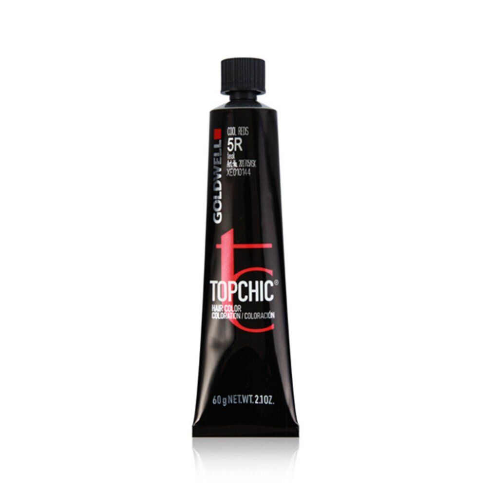 Goldwell Topchic, tubo. Scritta: 5R, 60g. Tubo nero con logo rosso. Nome del prodotto e codice colore.