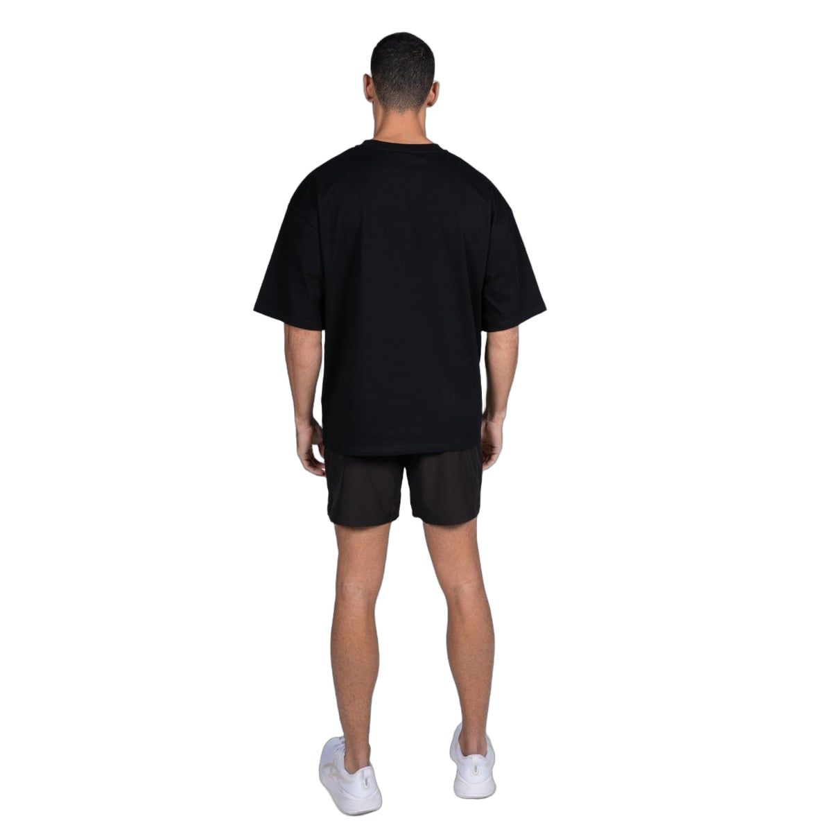 GymBeam Maglietta uomo oversize in cotone Thrive nera con spalle scese