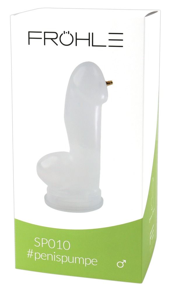 Pompa per pene bianca in plastica con valvola dorata. Modello SP010.
