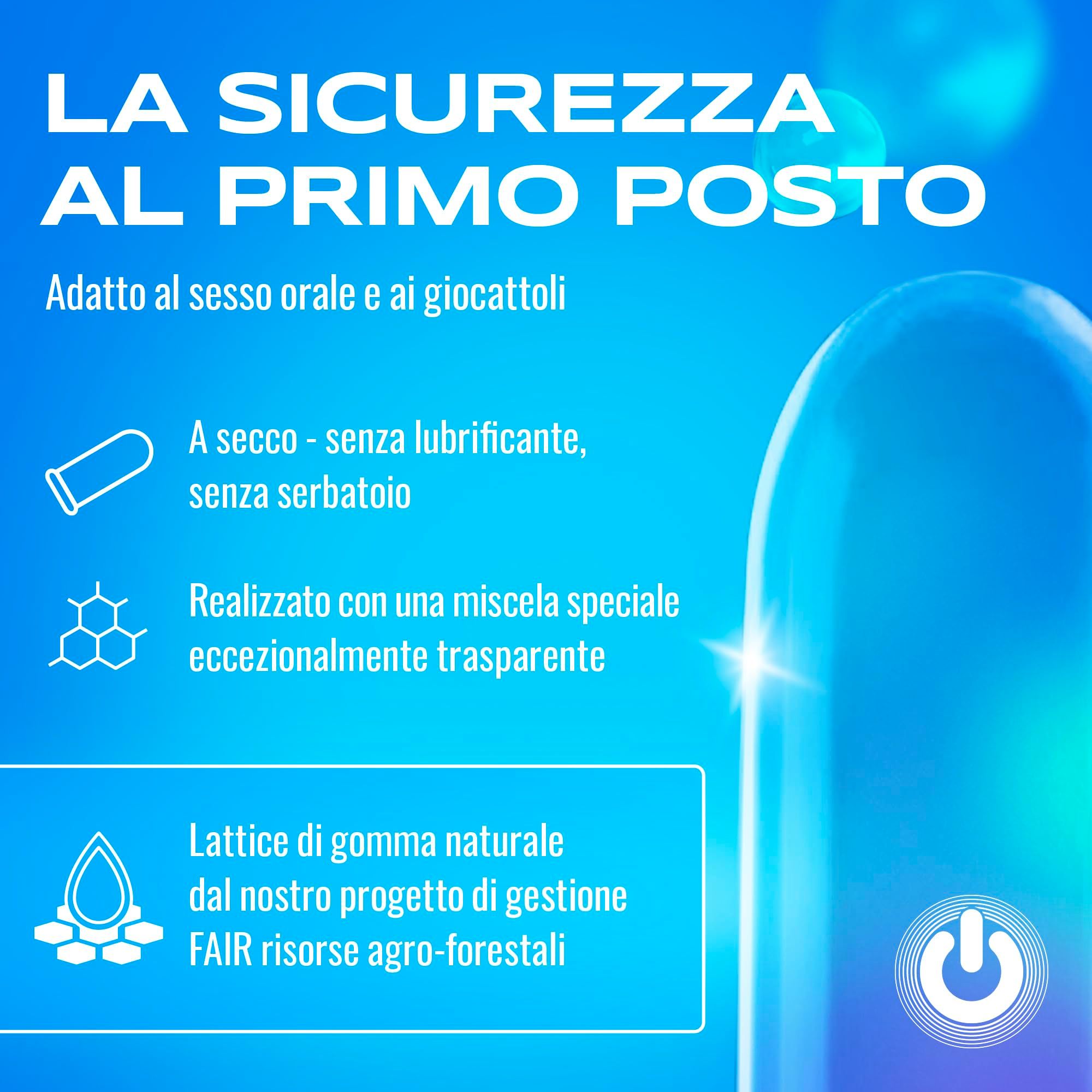 Preservativi ON) Clinic, senza lattice, trasparenti, senza lubrificante, senza serbatoio.