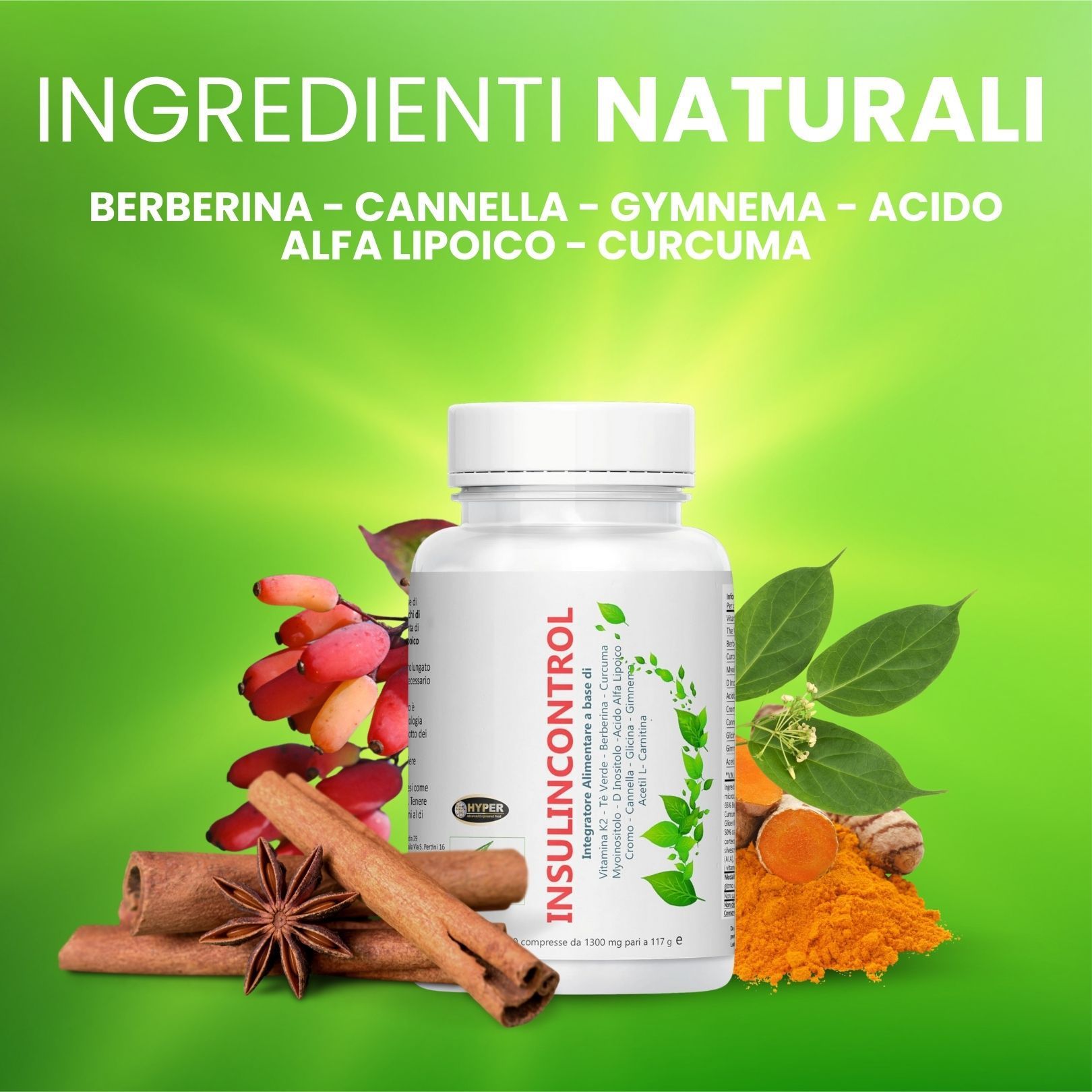 HYPER  Insulincontrol 90 Compresse Glicemia - Metabolismo dei Carboidrati -Insulino Resistenza.