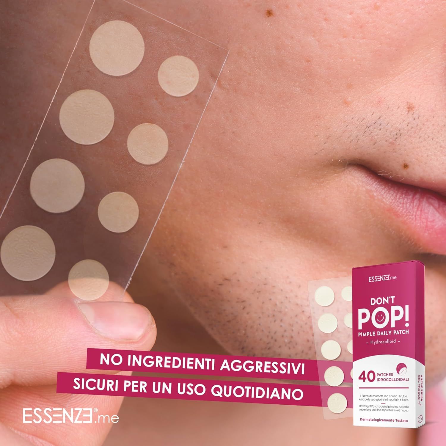 Essenze.me Don’t Pop Patch Brufoli Idrocolloidali Invisibili per Imperfezioni - 40 Cerotti