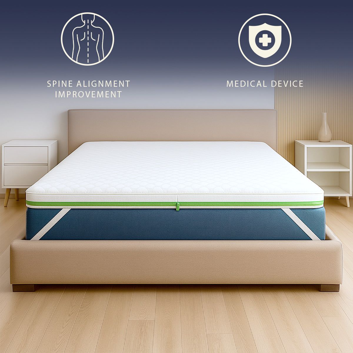 The White Stone Topper 120x190 in Memory Foam Breeze a 9 Zone | Altezza 5 cm