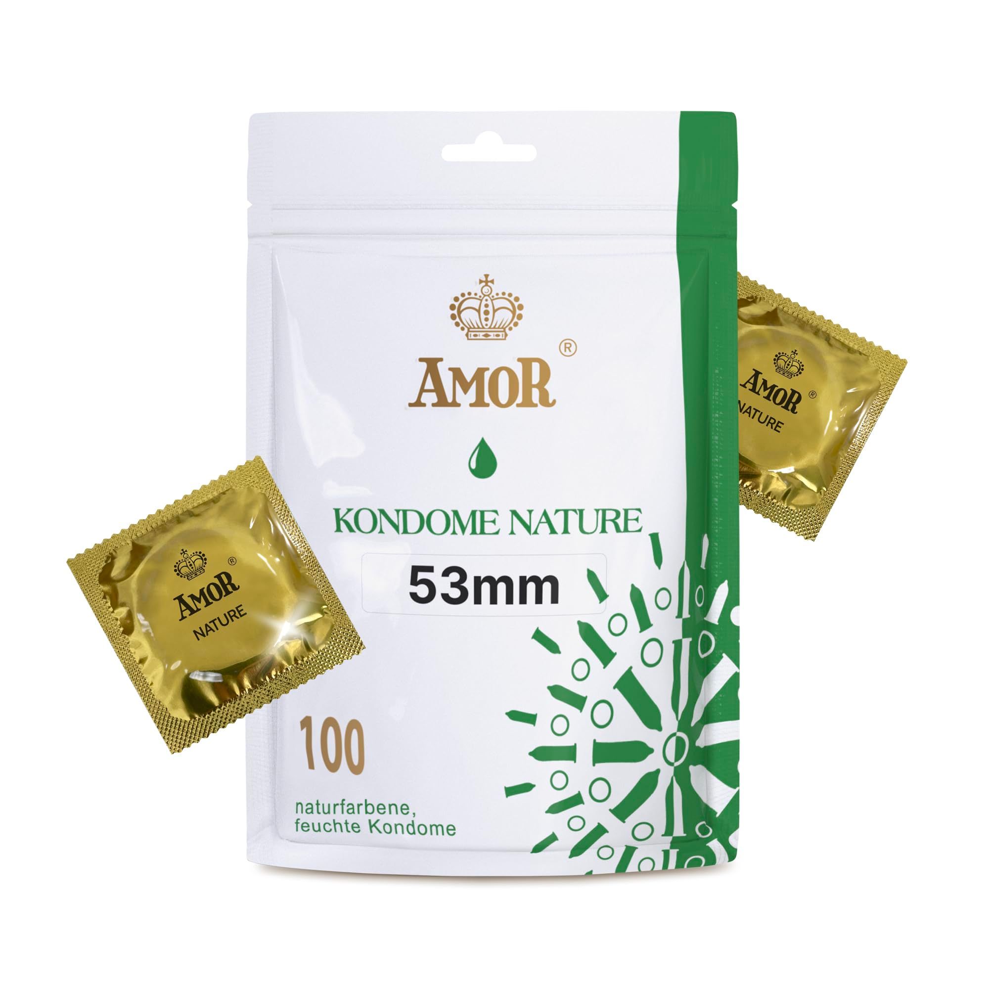 Preservativi Amor, 100 pezzi, 53mm, colore naturale, lubrificati.