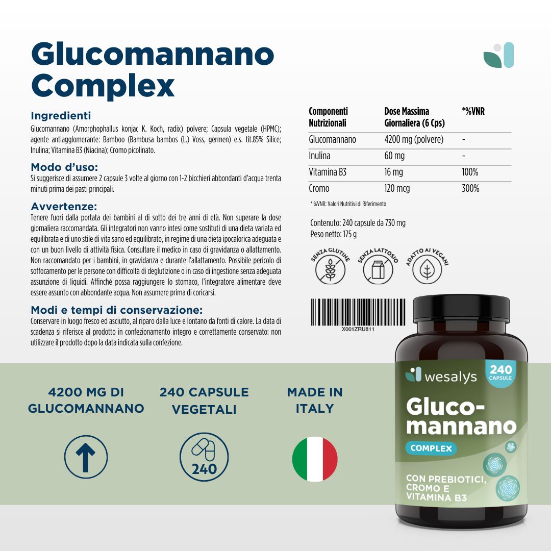 WESALYS® Glucomannano Complex - Integratore alimentare per il controllo del peso