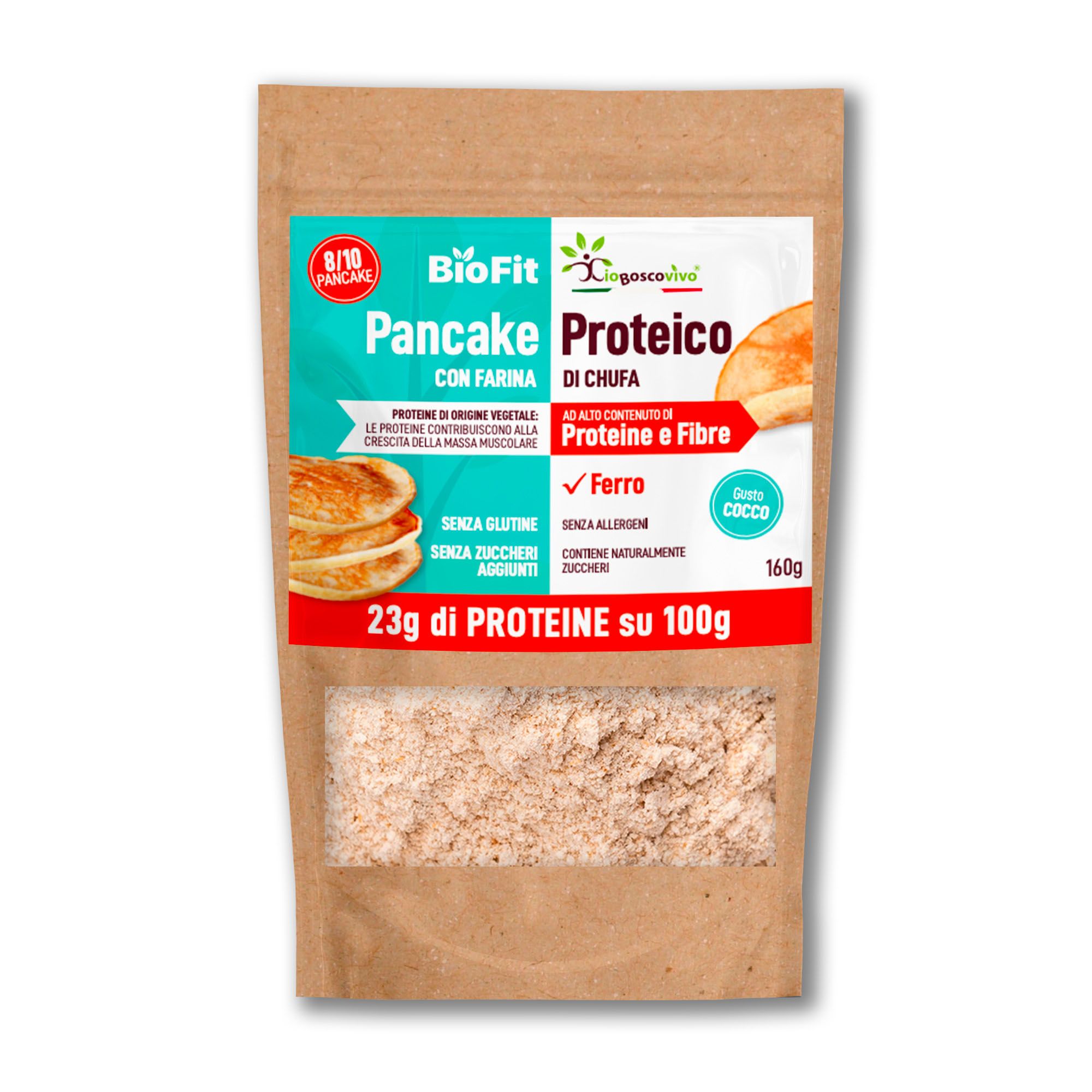 IoBoscoVivo Pancake Proteici Bio al Cocco Senza Glutine Senza Zuccheri aggiunti