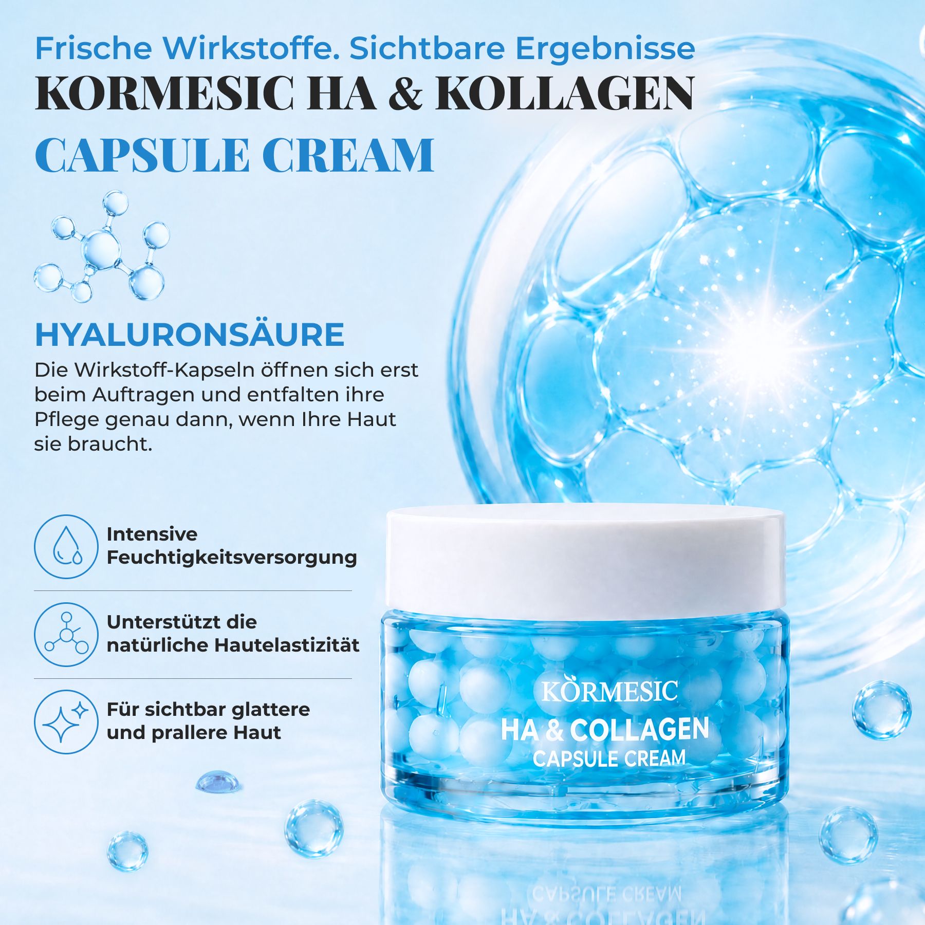 KORMESIC Crema viso Crema in capsule con acido ialuronico e collagene Antirughe