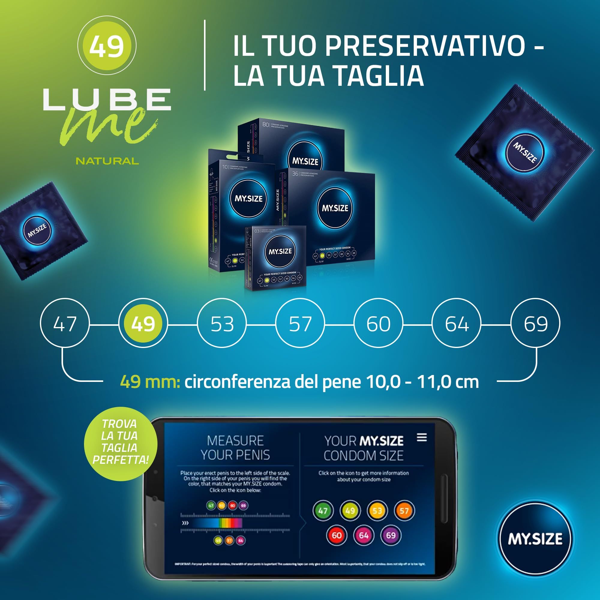 MY.SIZE PRO Preservativi + LUBE ME Natural + Body Candle Set
