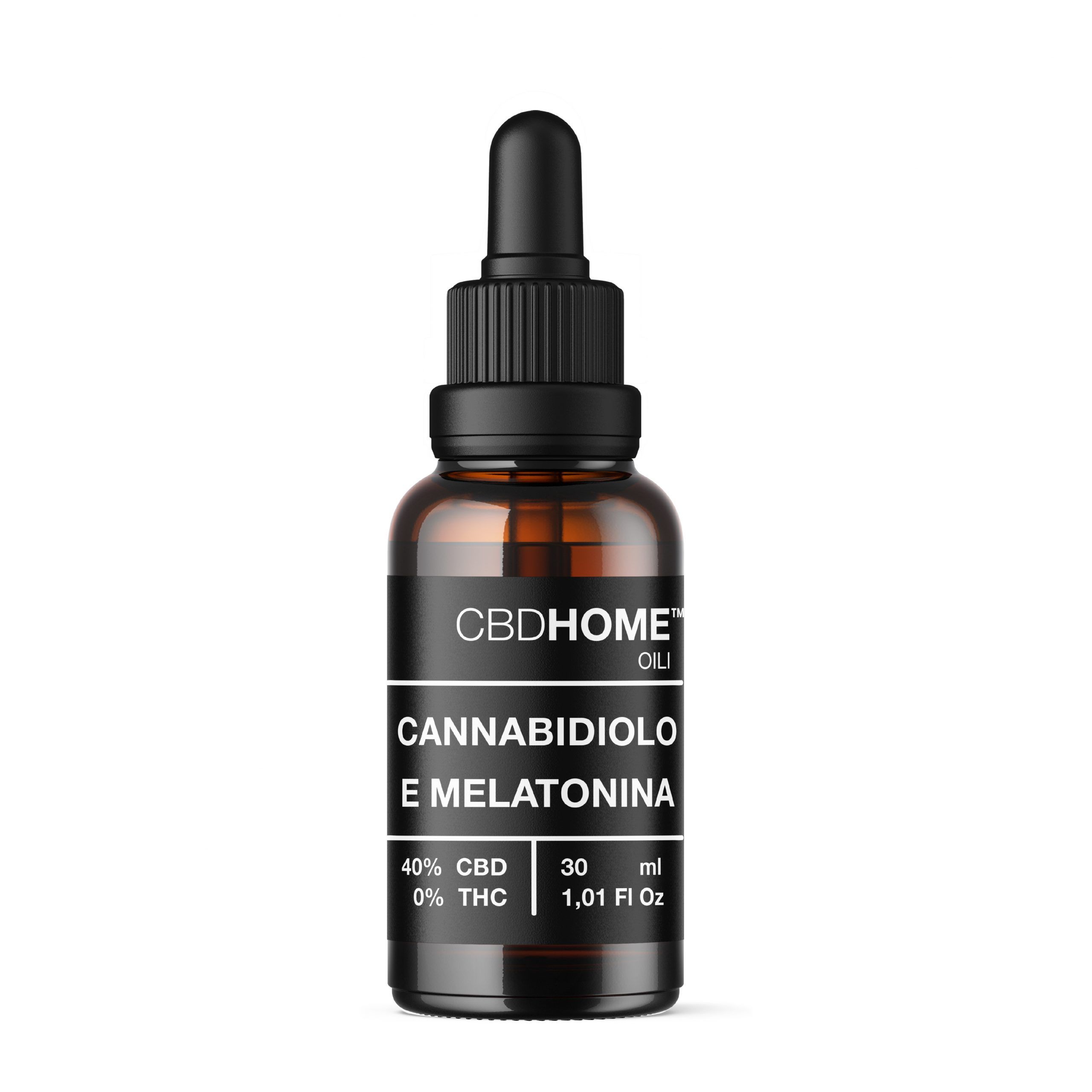 Flacone di olio CBDHOME con contagocce. 40% CBD, 30ml.