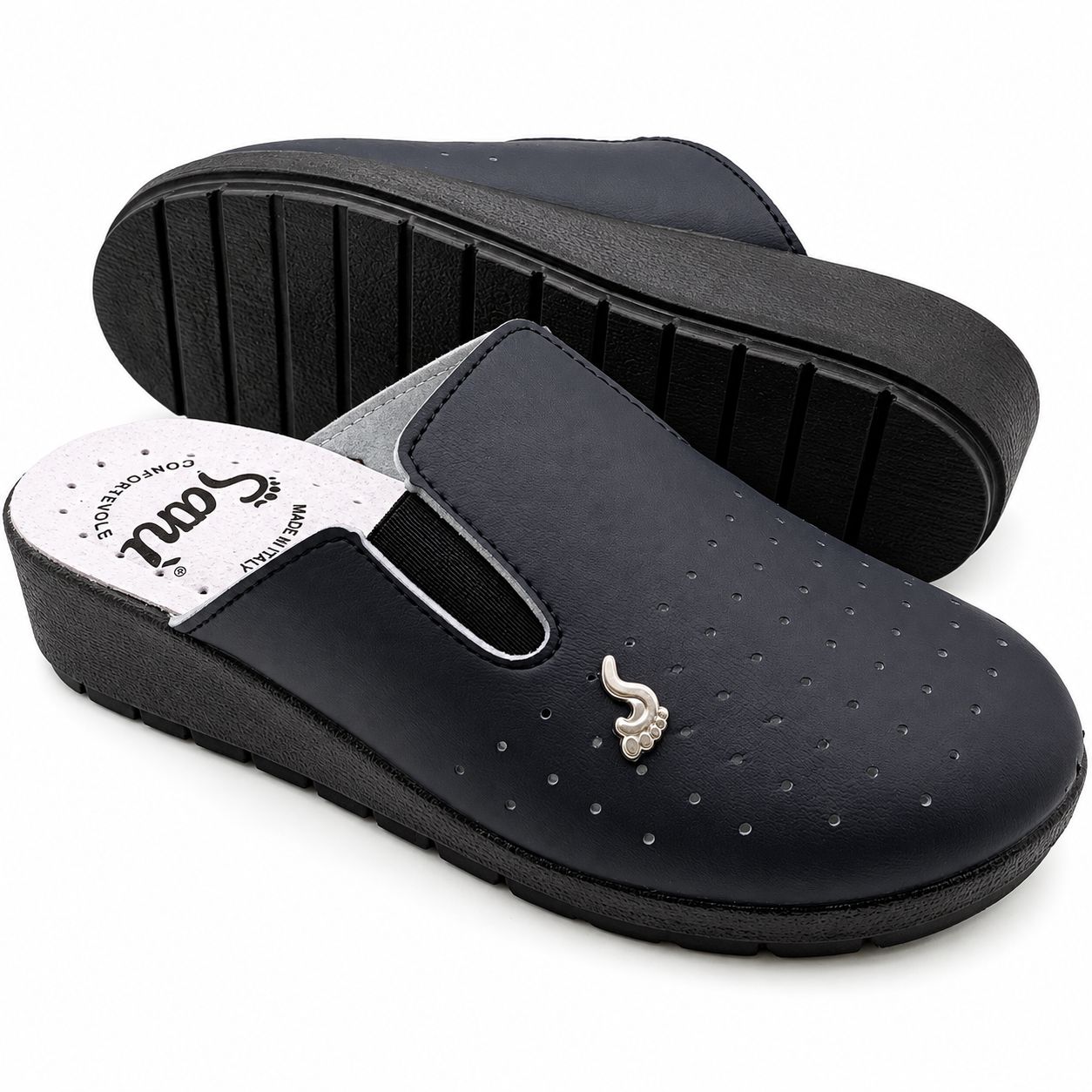 Sanì Ciabatte Sanitarie Anatomiche Pantofole in Vera Pelle con Elastico