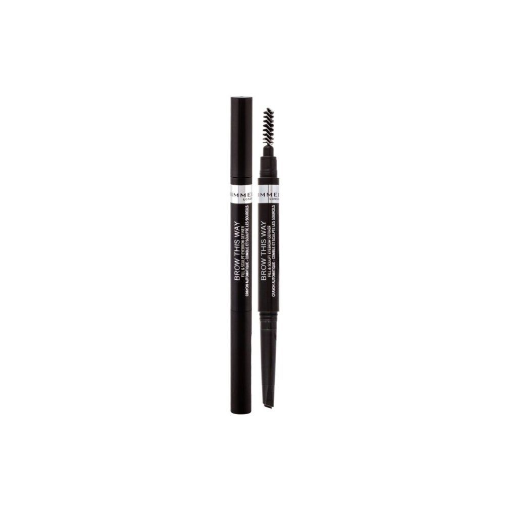 Matita doppia per sopracciglia. Rimmel London Brow This Way Fill And Sculp Eyebrow Definer. Spazzola e matita. Colore nero.