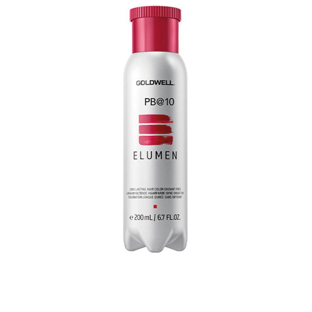 Flacone Goldwell Elumen Haarfarbe pb@10. Etichetta bianca, tappo rosso. Testo: Elumen, 200 ml, senza ossidazione.
