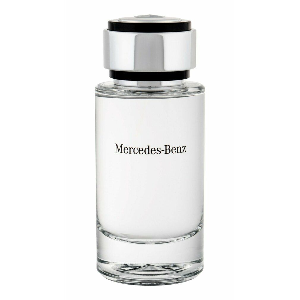Flacone in vetro con tappo argentato. Scritta Mercedes-Benz.