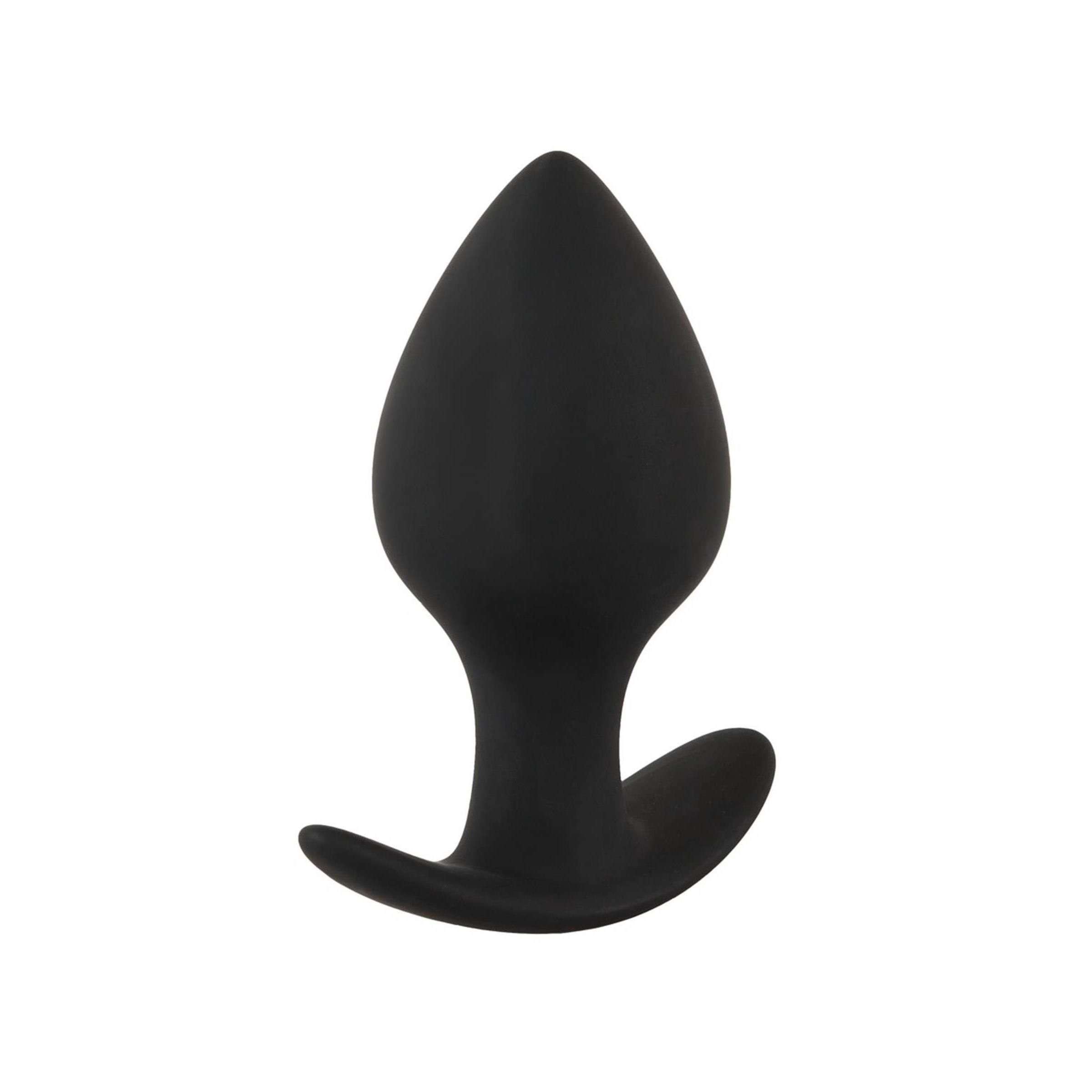 Dilatatore anale nero. Punta conica, base curva.