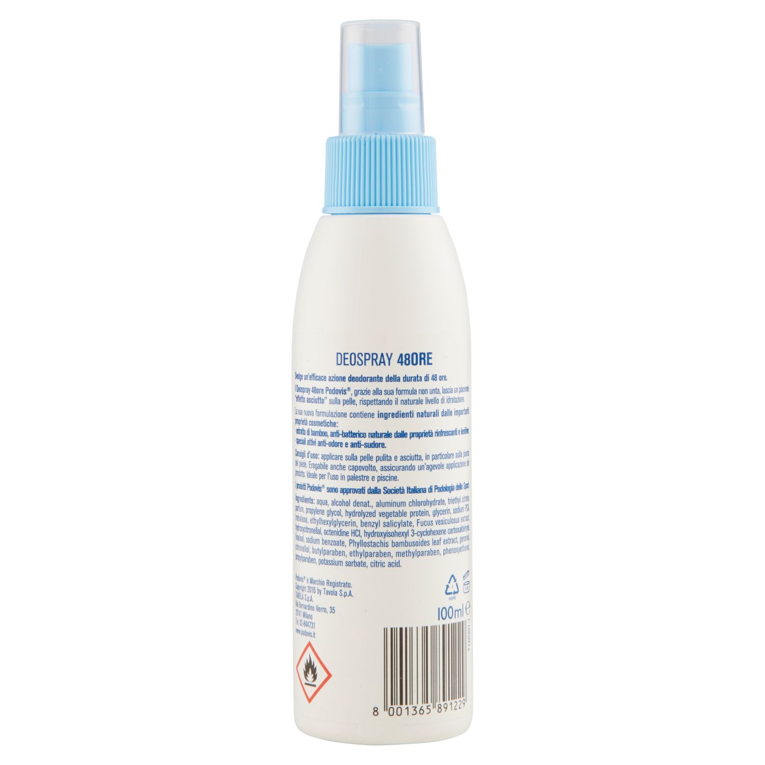 Podovis Deospray 48ore – Spray Piedi Antiodore Extra-Forte, 100 ml