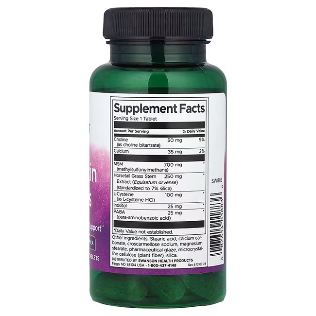 Retro del flacone verde. Contiene informazioni nutrizionali e ingredienti.