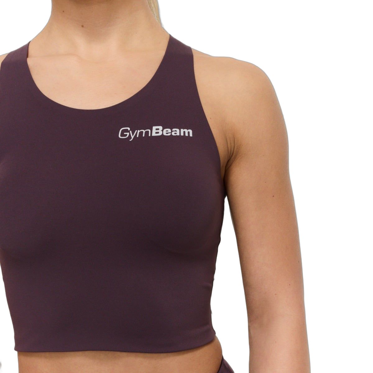 GymBeam Top sportivo donna BEAT cropped slim con scollo rotondo Berrywood