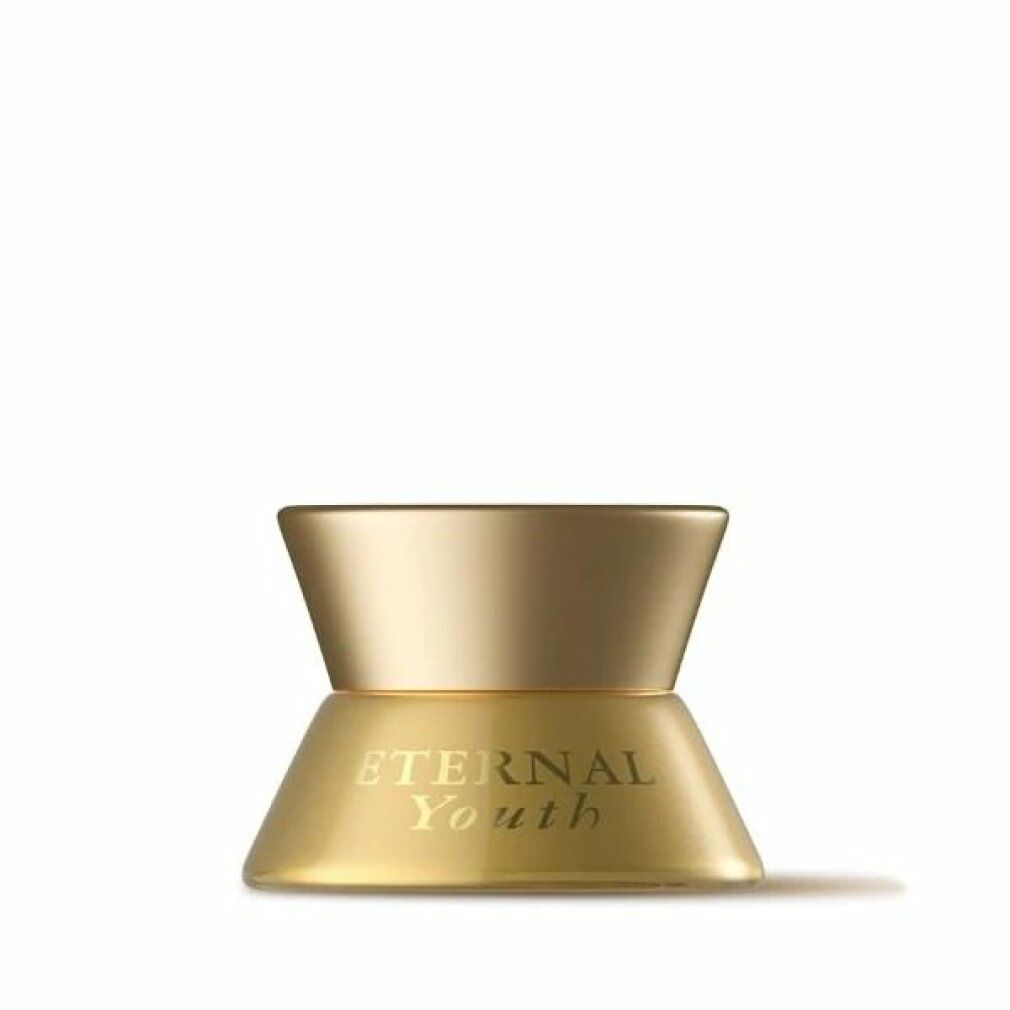 Vasetto di crema dorato con coperchio dorato. Scritta: Eternal Youth. Forma: clessidra.