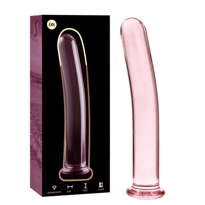 Modello 8 dildo borosilikatglas 14,5 x 2 cm rosa