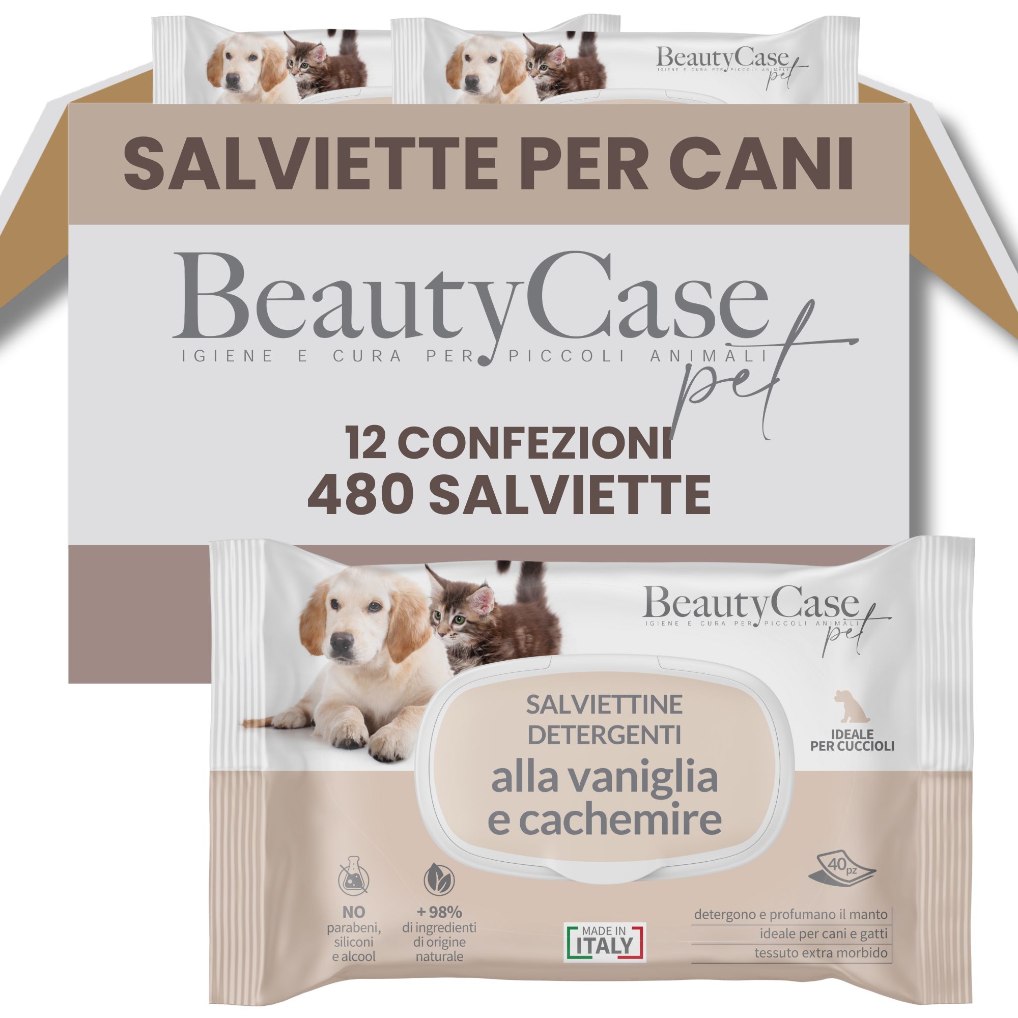 Salviette Detergenti Animali Vaniglia & Cachemire