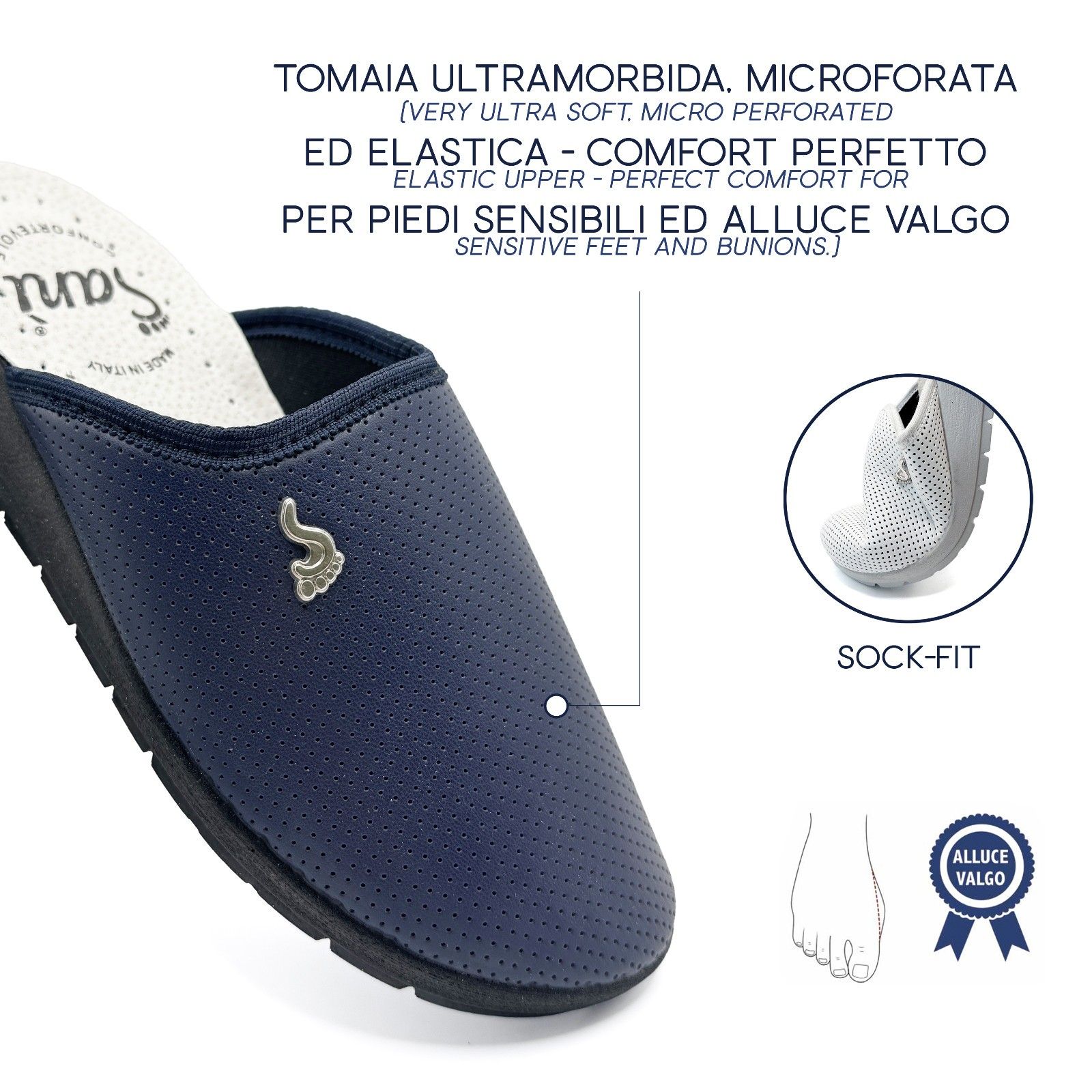 Ciabatte Sanitarie da Donna Pantofole con Tomaia Microforata blu FF