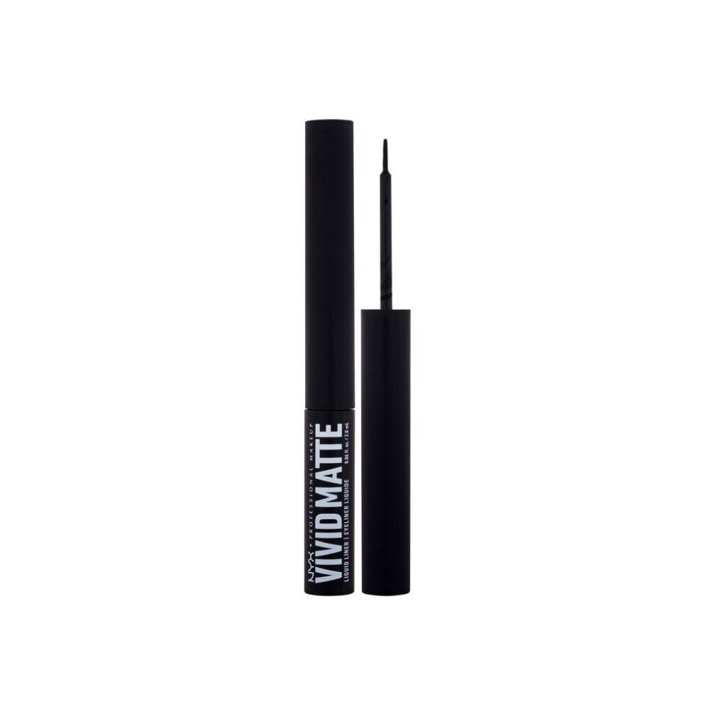 Eyeliner liquido nero. Flacone e pennello. Scritta: Vivid Matte Liquid Liner.