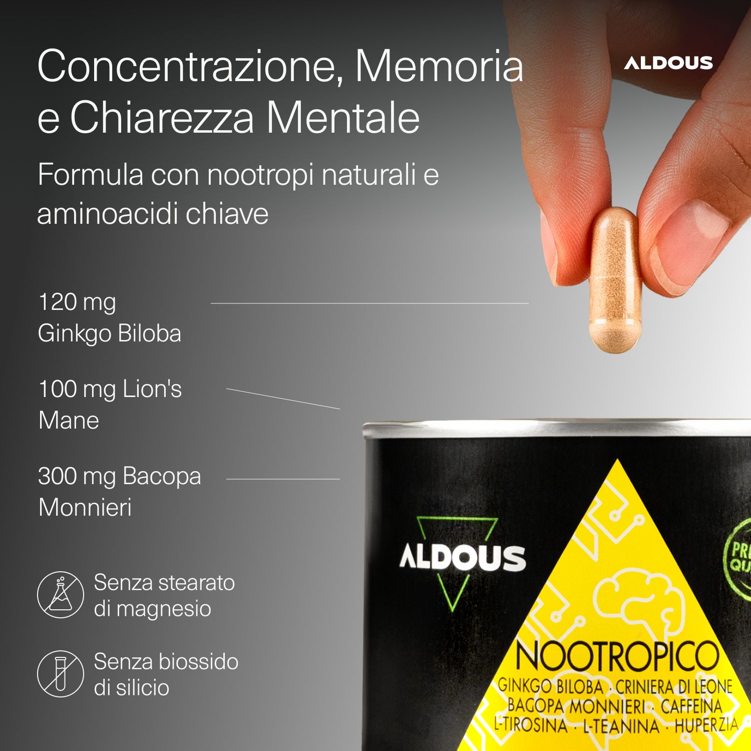 Aldous - Nootropico - Concentrazione, Memoria, Energia