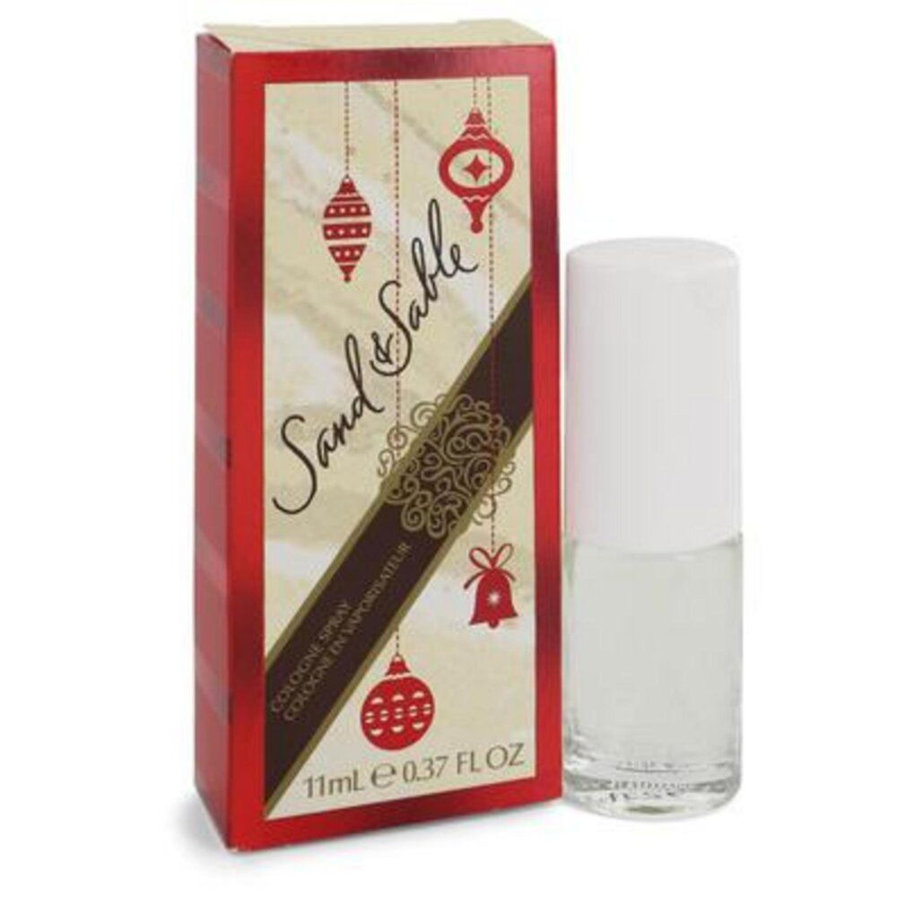 Flacone e confezione Sand Sable. Scatola rossa con scritta Sand Sable. Flacone con tappo bianco.