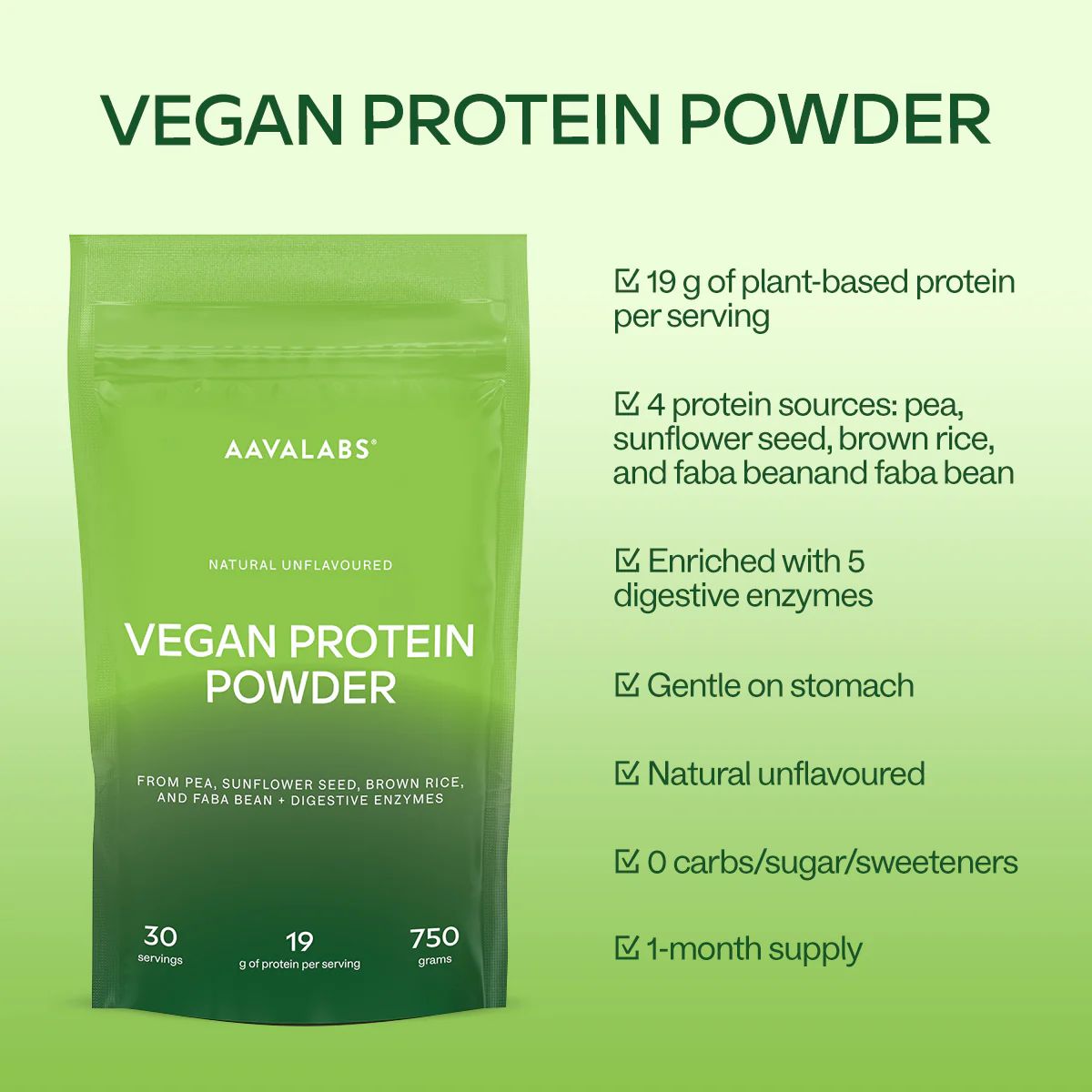 Aavalabs Proteine vegane in polvere | 4 proteine + 5 enzimi | 0 carboidrati e zuccheri