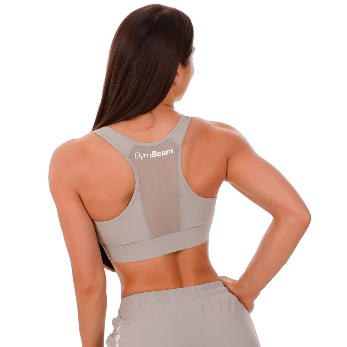 GymBeam Reggiseno sportivo donna Mesh Panel con spalline larghe grigio