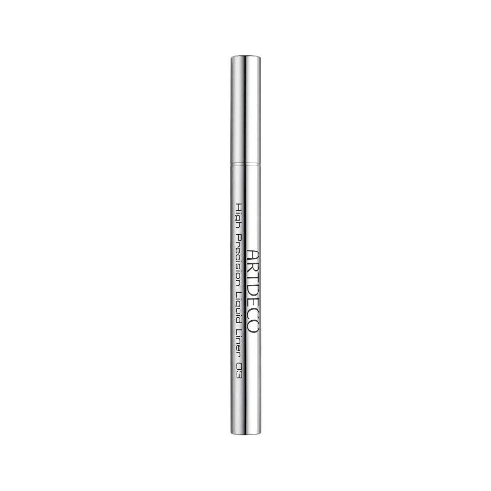 Penna eyeliner argentata con punta nera. Scritta: ARTDECO High Precision Liquid Liner 03.