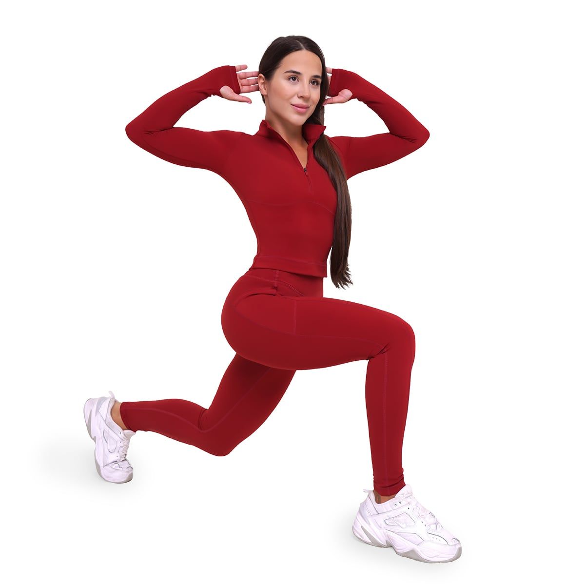 GymBeam Leggings donna Ignite a vita alta rosso scuro