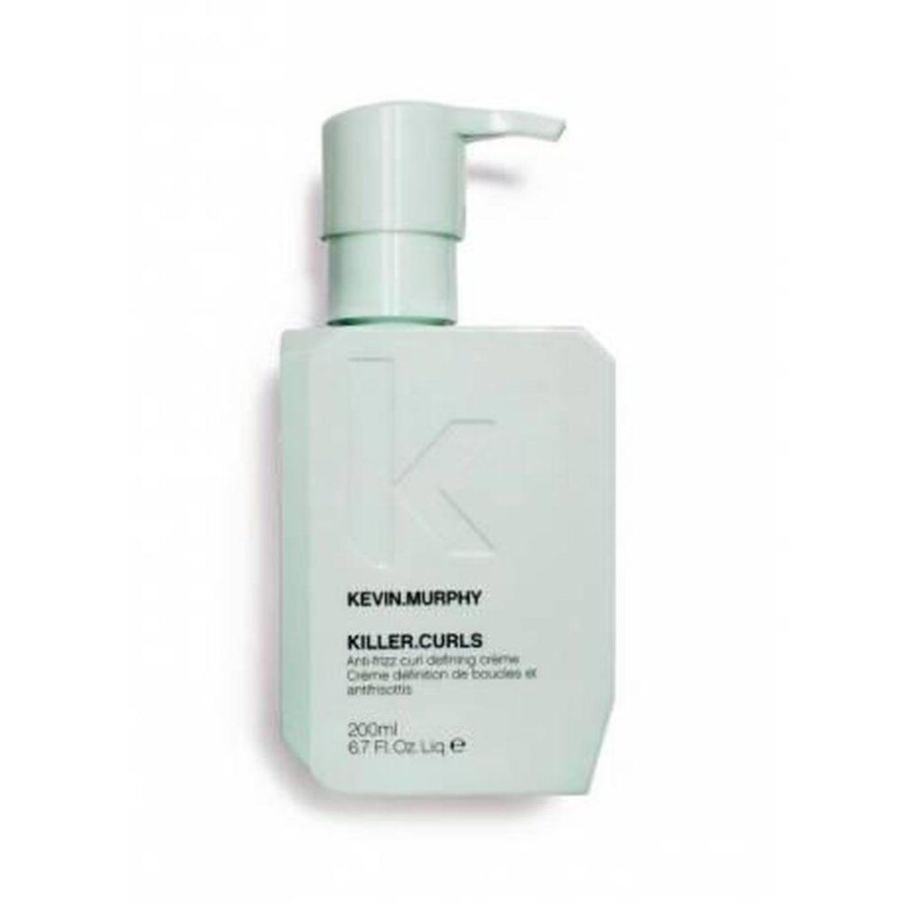 Prodotto azzurro con dosatore a pompa. Scritta: KILLER.CURLS, 200 ml. Crema anti-crespo per ricci.