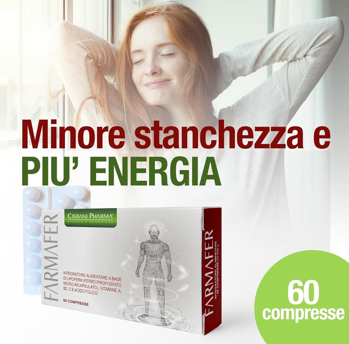 Cisbani Pharma FarmaFER - Integratore alimentare a base di Ferro, Vitamine e Acido Folico