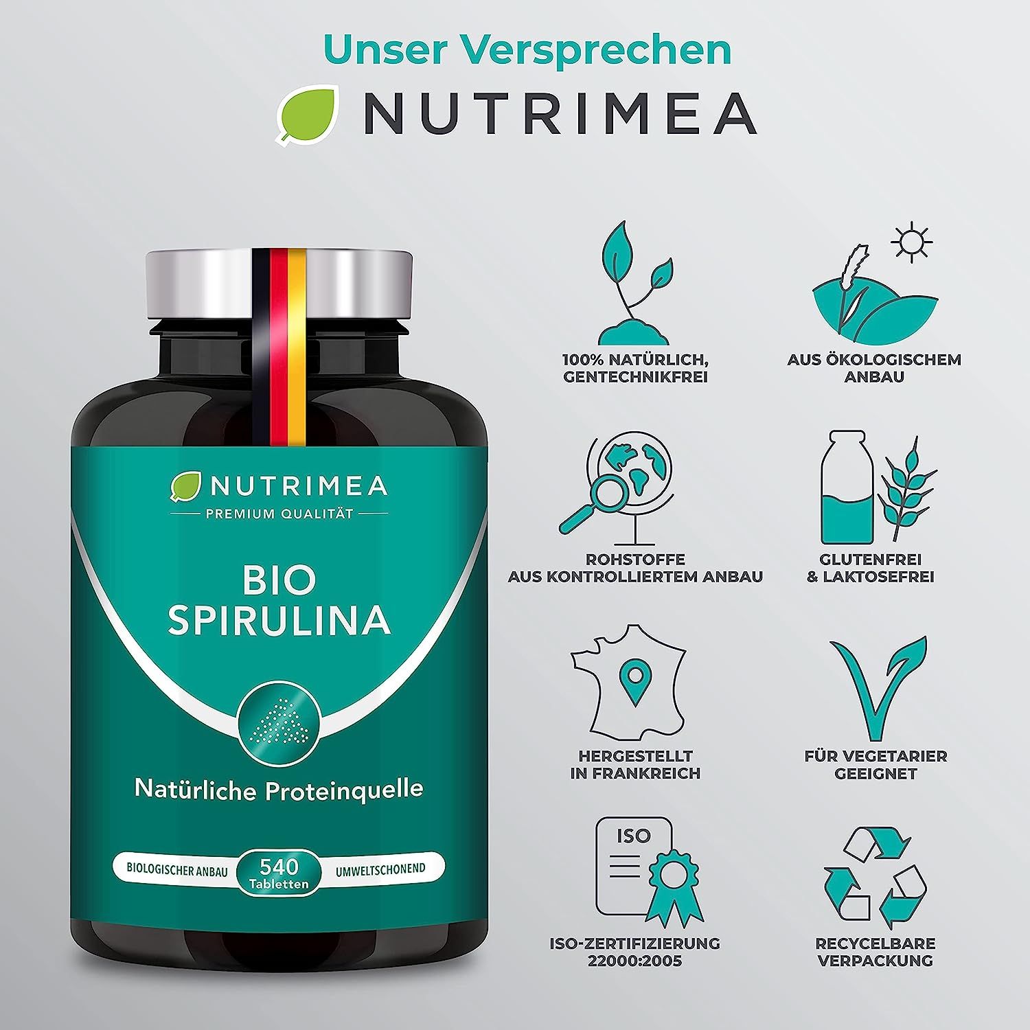 Nutrimea Spirulina pellet | QUALITÀ BIOLOGICA CERTIFICATA | Testata in laboratorio e senza additivi