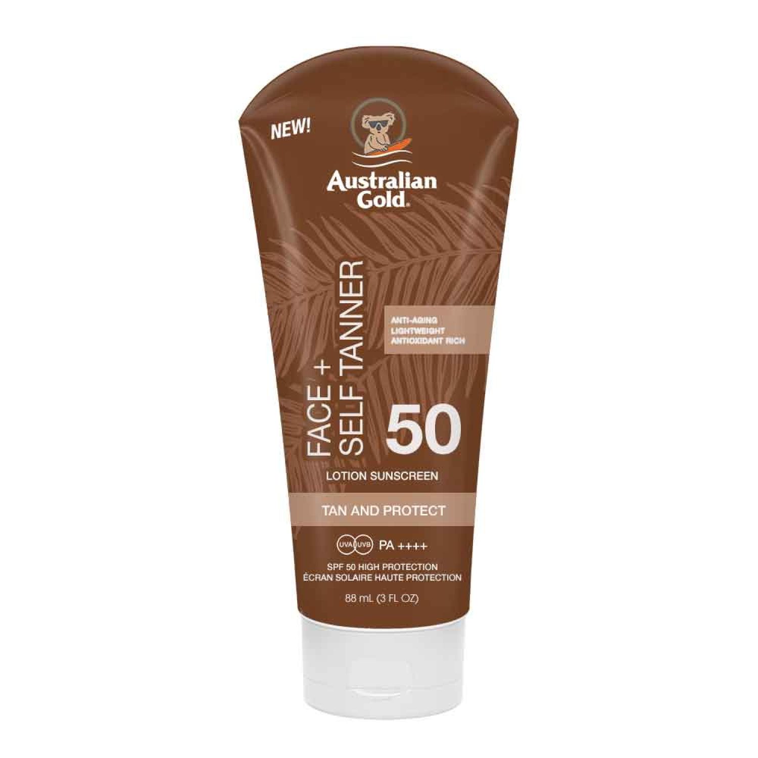 AUSTRALIAN GOLD FACE+ SELF TANNER LOTION SPF50 88ML AGCF25107
