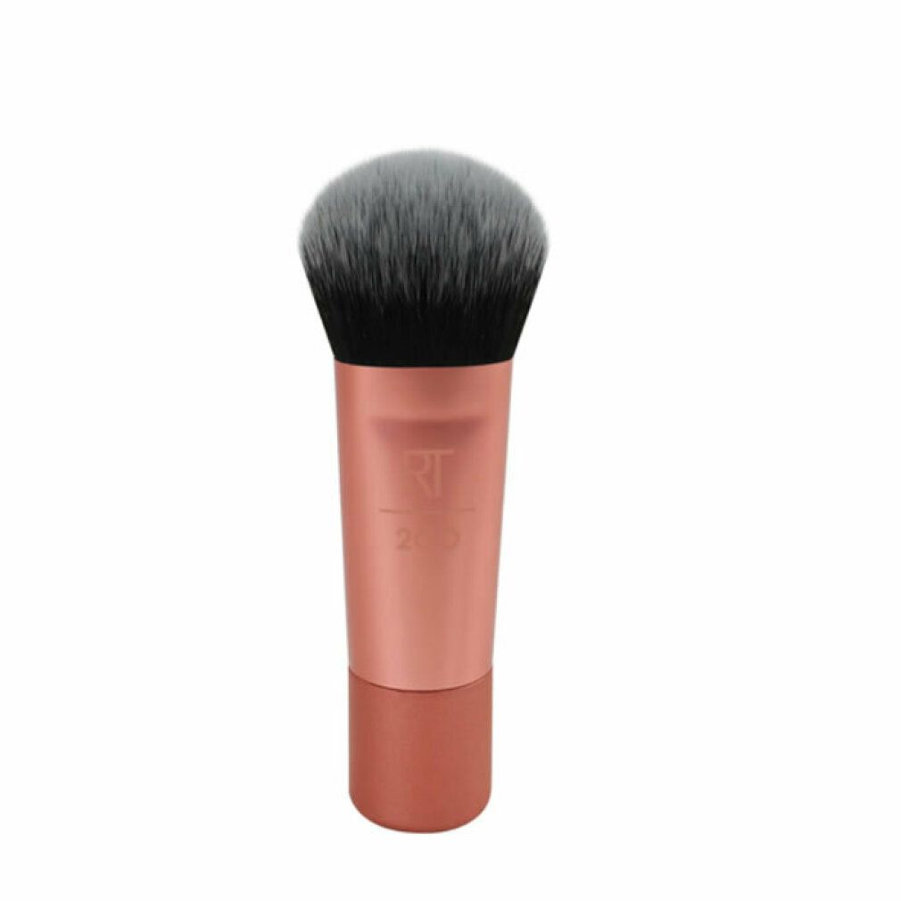 Mini Expert Face Brush. Manico rosa, base rosa. Setole nere e grigie.