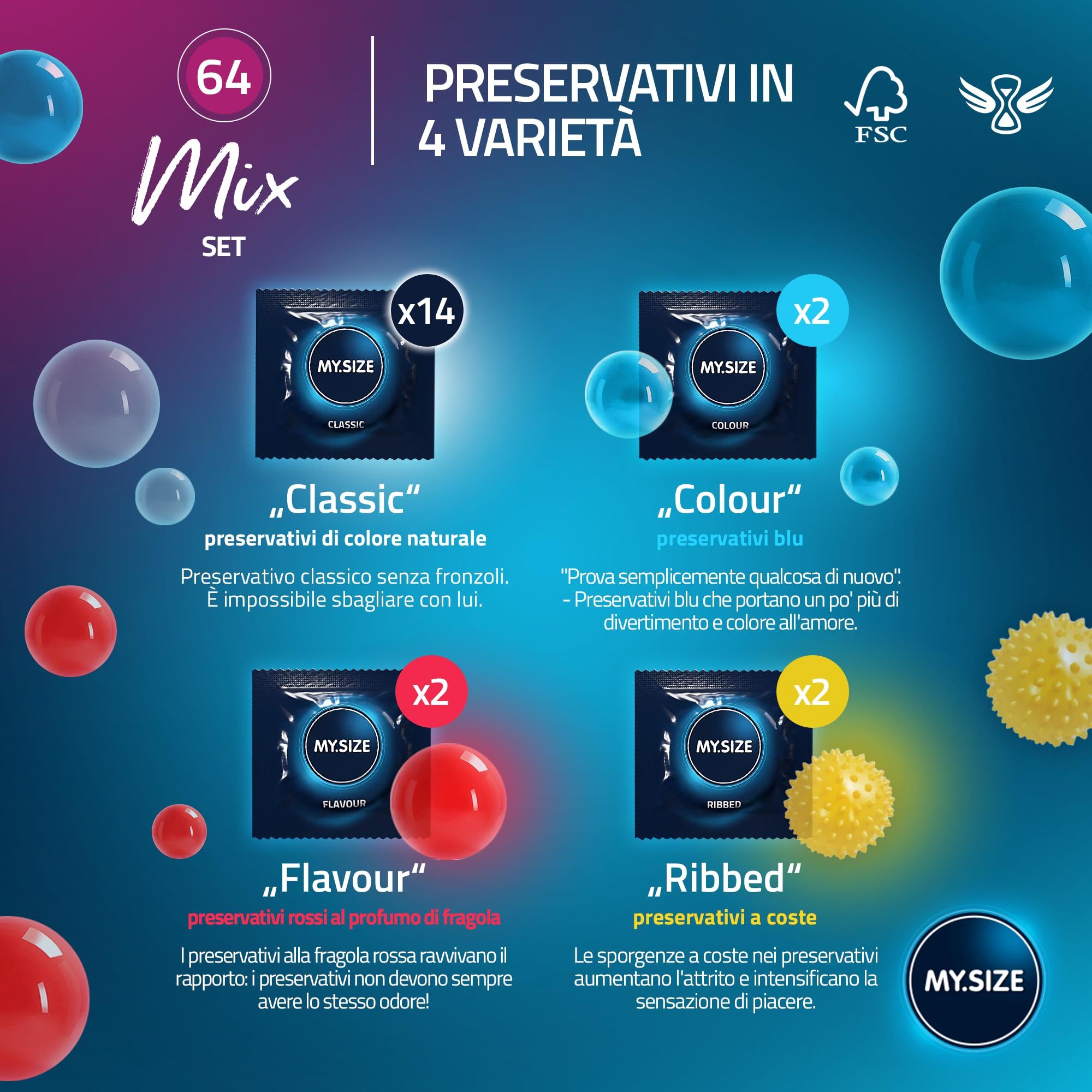 MY.SIZE Mix Set Preservativi Taglia 6 64mm