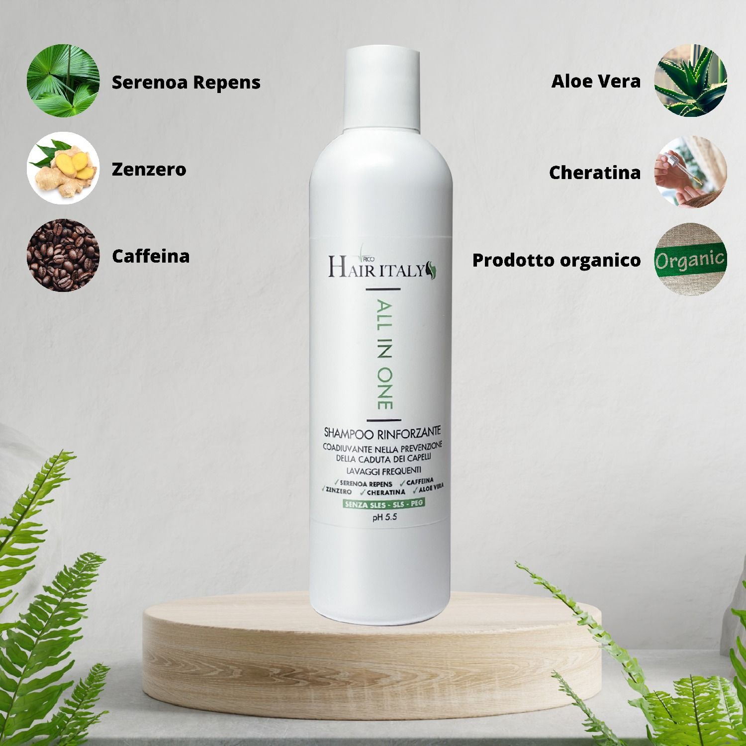 Trico Hair italy Shampoo Anticaduta, volumizzante con Serenoa repens 300 ml pH 5.5