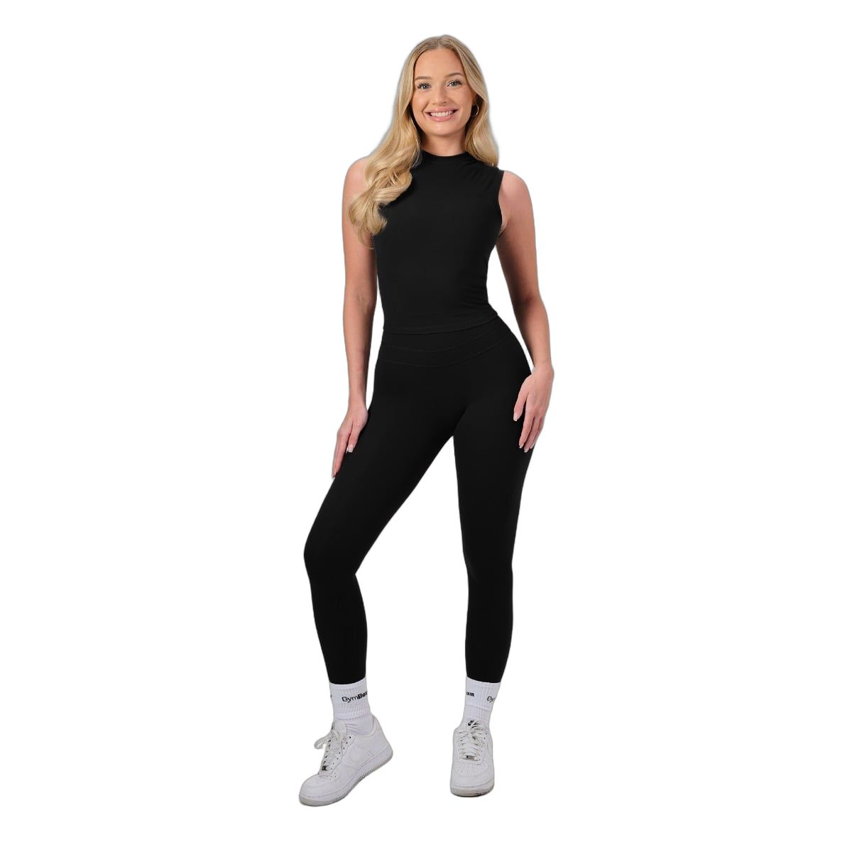 GymBeam Leggings donna NEO a vita alta Black senza tasche