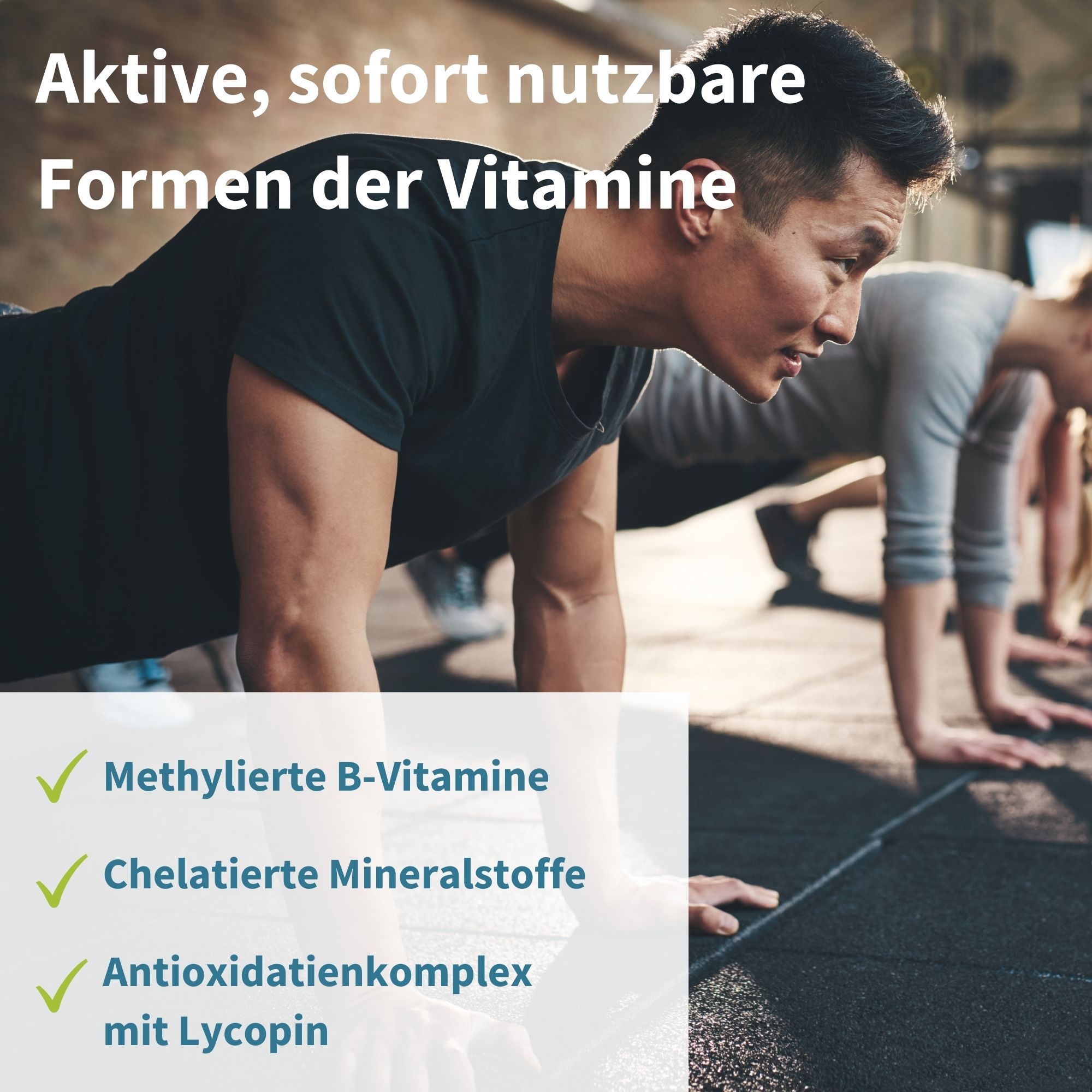 Forme vitaminiche attive e subito utilizzabili: Vitamine B metilate, minerali chelati, licopene.