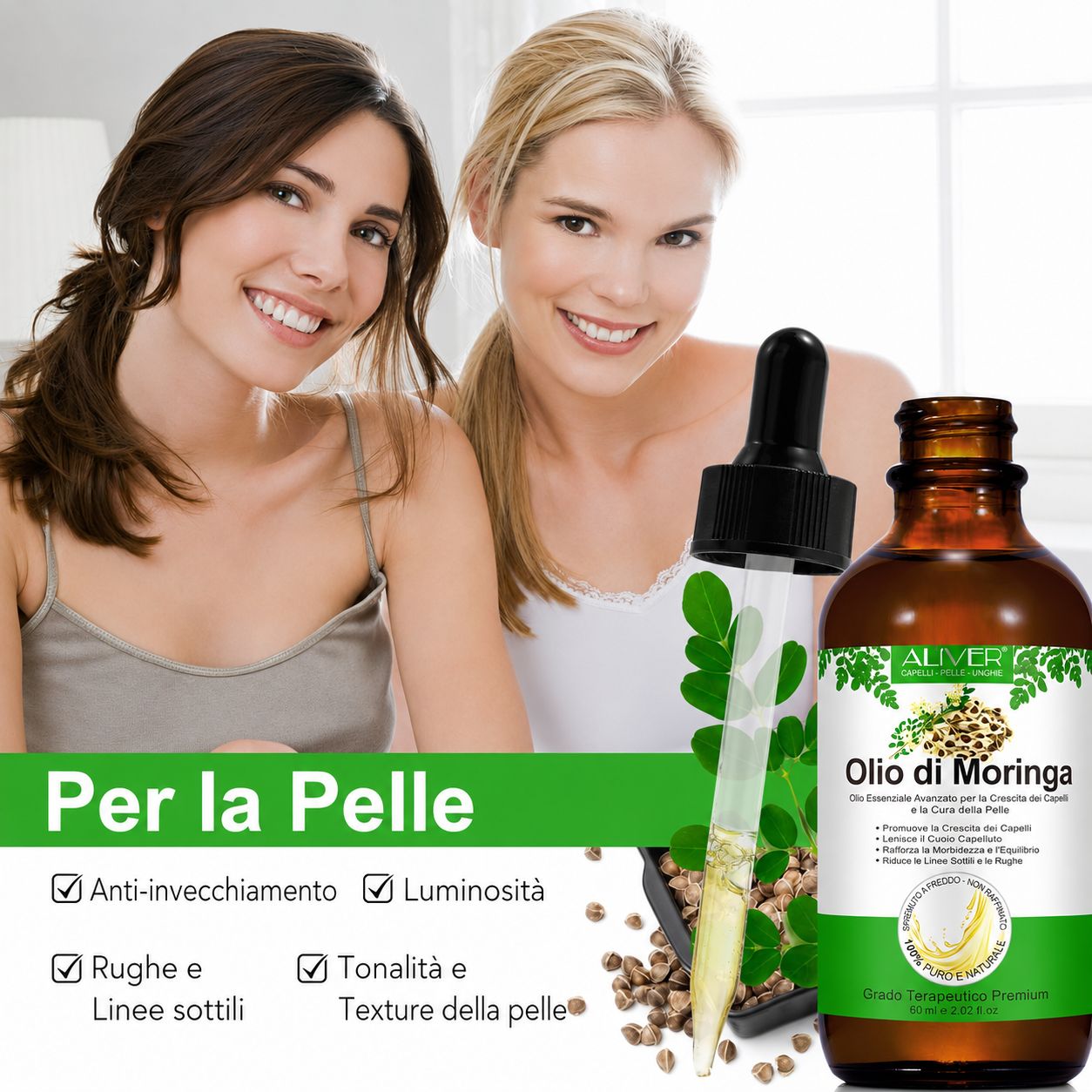 Zoxpm Olio di Moringa per Capelli, Pelle e Viso