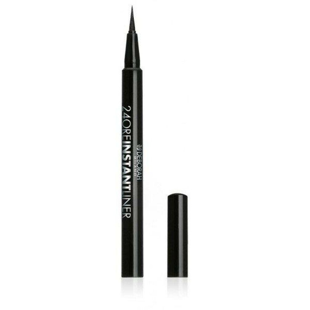 Eyeliner nero con punta e cappuccio. Scritta: 24ORE INSTANT LINER, Deborah Milano.