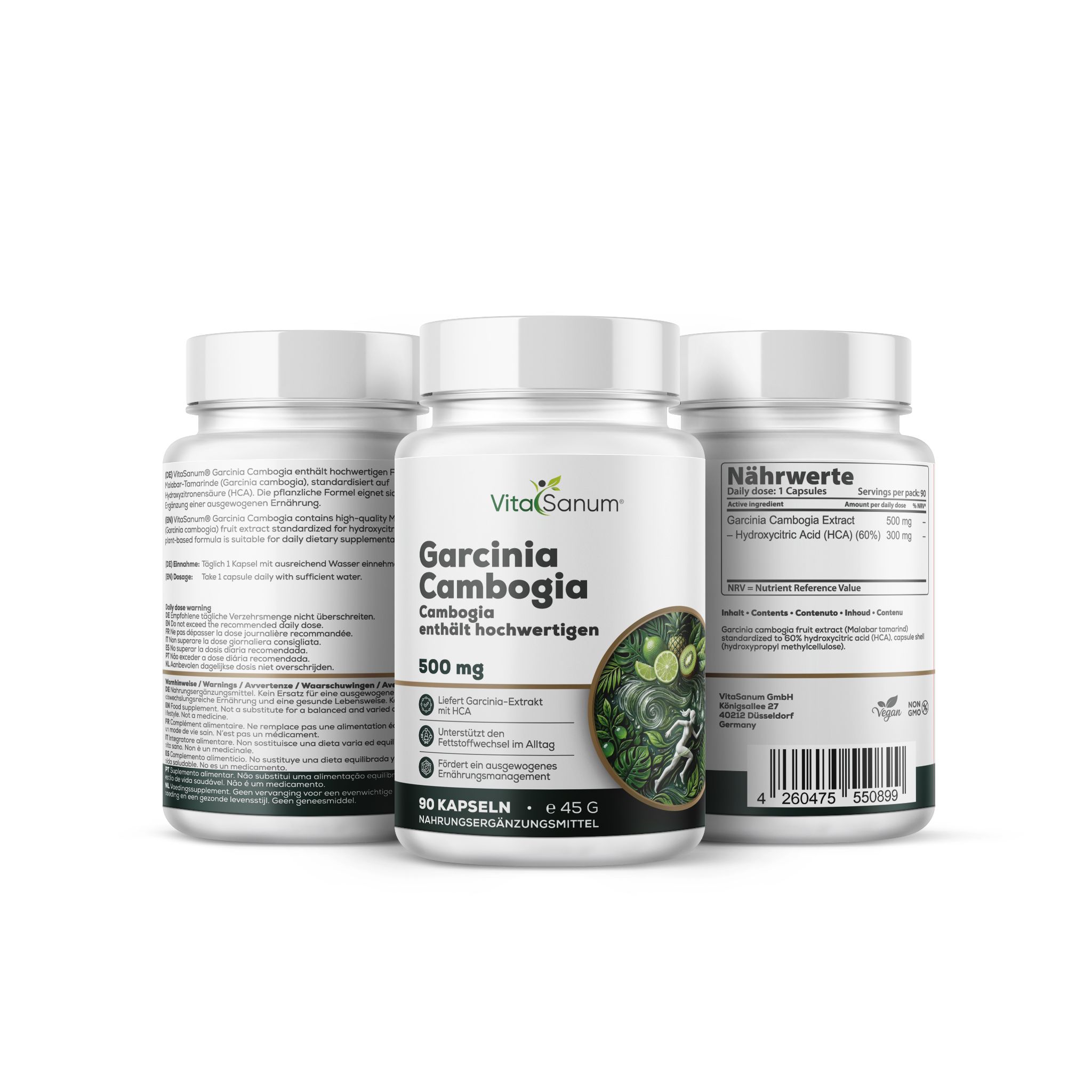 Capsule VitaSanum Garcinia Cambogia, 90 pezzi, tre contenitori.