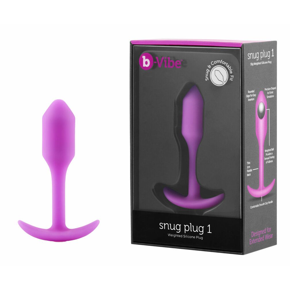 Plug anale fucsia con base a T. Confezione con nome e logo del prodotto.