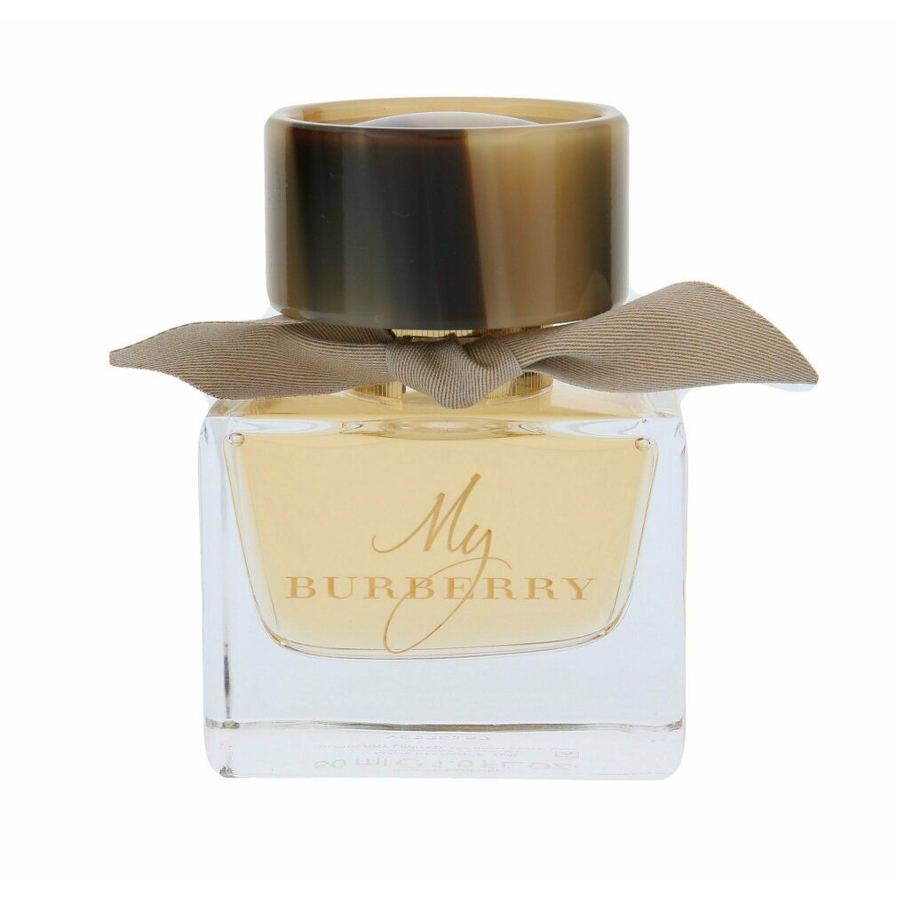 Flacone di My Burberry Eau de Parfum Spray. Flacone quadrato con fiocco e tappo.