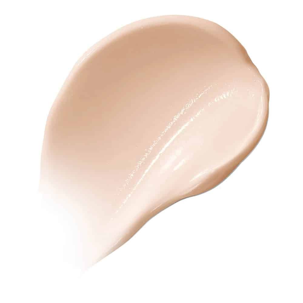 Campione di crema rosa chiaro. Texture lucida.