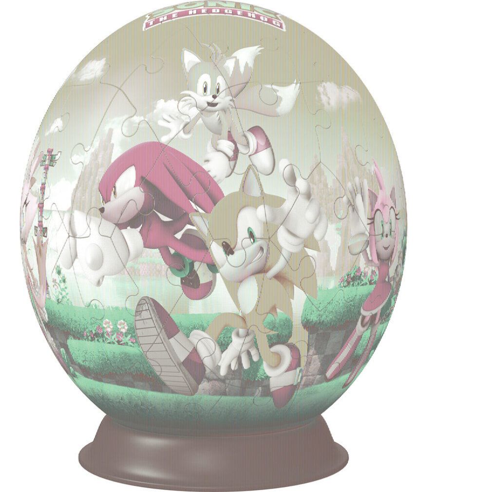 Puzzle sferico con personaggi di Sonic. Colori sbiancati. 72 pezzi.