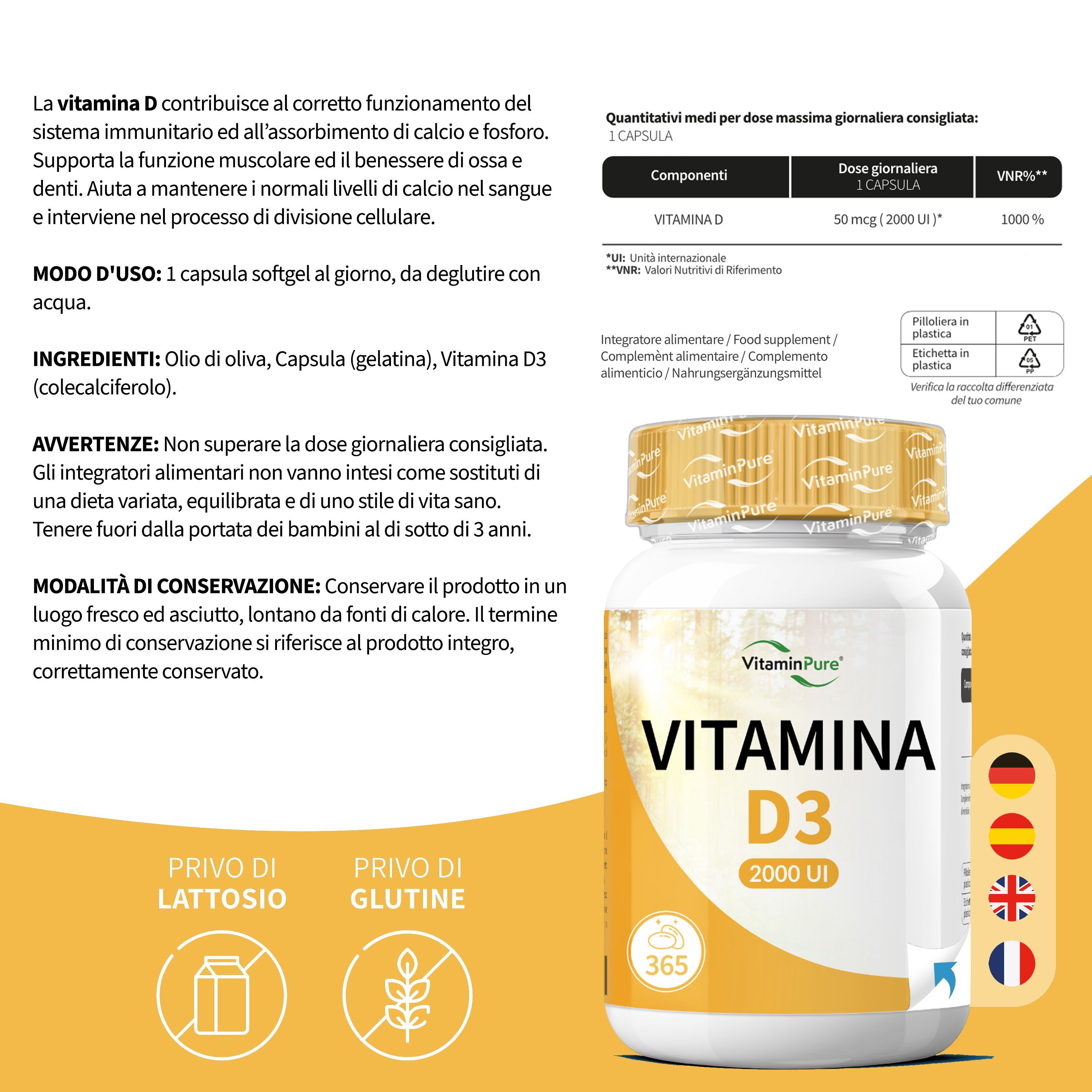 VitaminPure® Vitamina D3 2000 UI