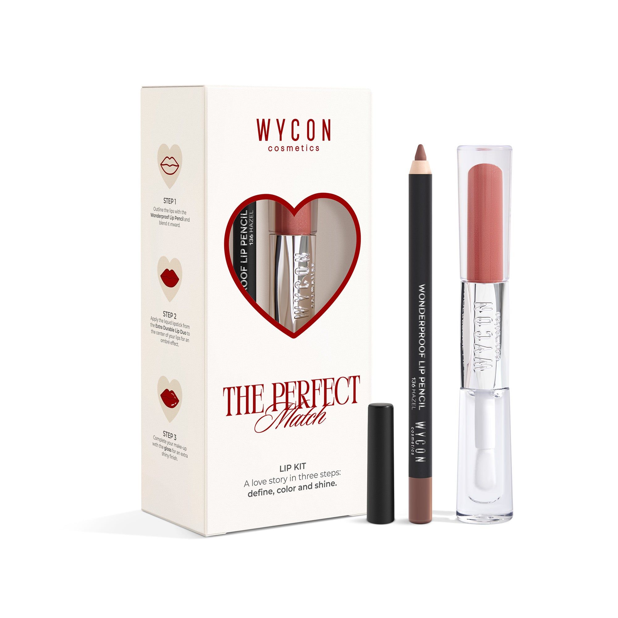 WYCON cosmetics THE PERFECT MATCH - LIP KIT 06 Extra Durable Lip Duo 06 + Wonderproof Lip Pencil 136